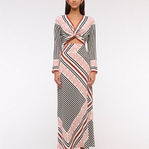 Abercrombie & Fitch Pink, Black and Cream Twist-Front Maxi Dress